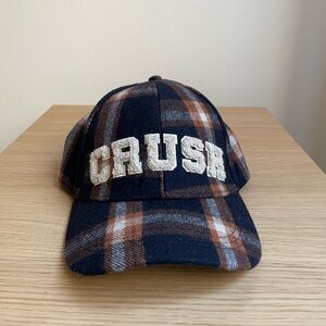ba&sh Wool Tartan Cap in Navy & Brown